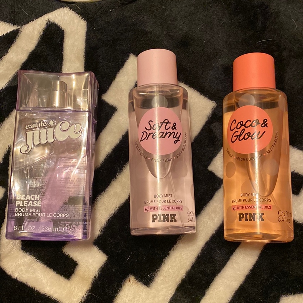 2 are pink & 1 is eau de juice , beach please .
